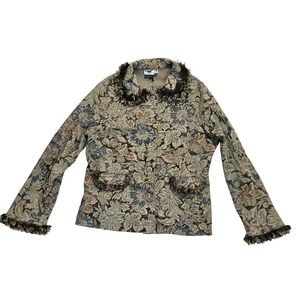 Vtg Gotcha Covered Jacket L Tapestry Floral Bell Sleeve Cottagecore Fairy Whimsy